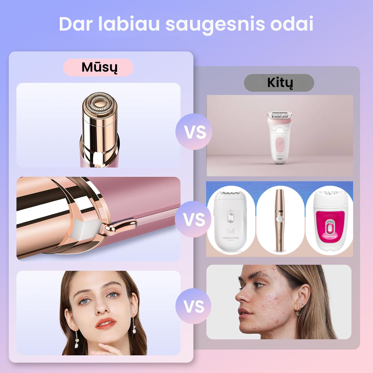 Lumi™ Kompaktiškas elektrinis veido ir odos skustuvėlis