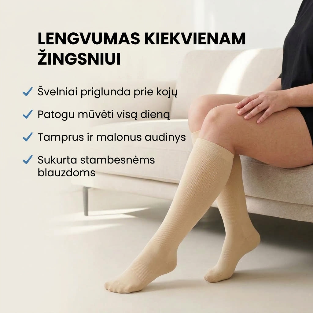 Sveikatėja Kompresinės Kojinės Lengvesnėms Kojoms 2+2 NEMOKAMAI